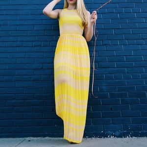 French Connection Yellow Striped Maxi Dress